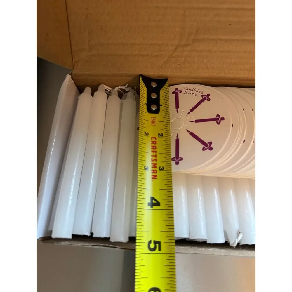 Candlelight Church Service Set 200 White Congregation Candles Paper Drip Catcher